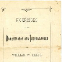 Program, ordination and installation of William W. Leete