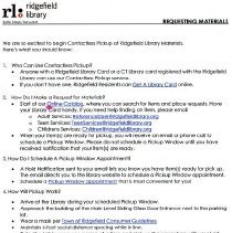 Ridgefield Library COVID procedures