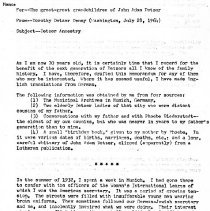 First page of Detzer family history by Dorothy Detzer