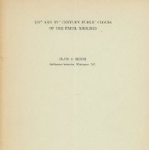 Cover of "...Public Clocks of Papal Marches" by Silvio Bedini.