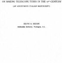 "Making telescope tubes in the 17th century" by Silvio Bedini.