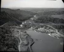 newly forming Mayfield Lake behind the dam