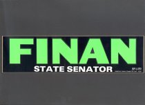 Bumper sticker for Senator Richard Finan