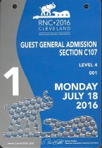 Front of admission badge