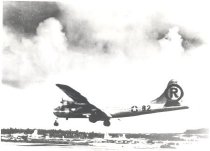 Boeing RB-29 just above runway
