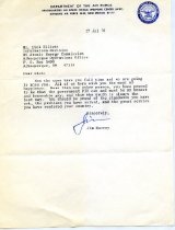 Letter from Jim Harvey to Richard (Dick) Elliott dated 07/27/1970