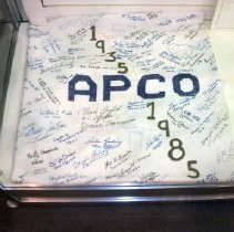 APCO 50th Anniv. table cloth signed by attendees of 1985 APCO Conference.
