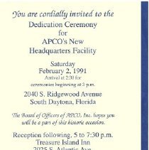 Invitation - APCO Headquarters South Daytona, FL February 2, 1991