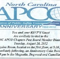Admission ticket to NC APCO 50th Anniversary Past Board Member Dinner