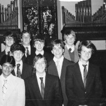 18.Nine unidentified students labelled as "Merit Scholars", c.1980s