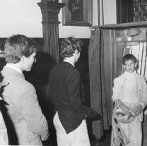 37.Jeff Barbash, clad in a Halloween costume, votes in a mock election