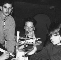 47.Five unidentified students work on physics (?) experiment