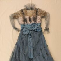 2-piece beaded blue and pink silk dress, back