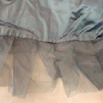 2-piece beaded blue and pink silk dress, interior hem