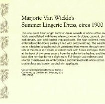 White Cotton Summer Dress Exhibit Display Card