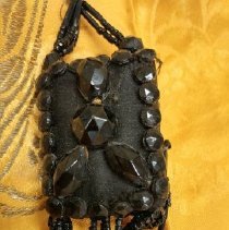 Yellow/Gold Gown with black netted lace, tassel