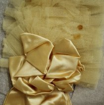 Ivory silk and tulle drape, stain