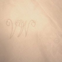 Round  Damask Tablecloth, daisies, monogram