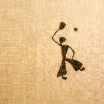Hand Towel, embroidered stick figure, baseball
