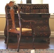 marquetry chair, desk