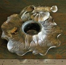 Inkwell, lilypad and frog