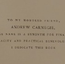 Dedication to Carnegie