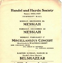 Program for Mendelssohn's ELIJAH, back cover