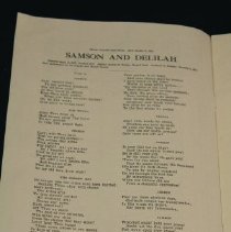 Program for Samson and Deliah, Inside Front Cover