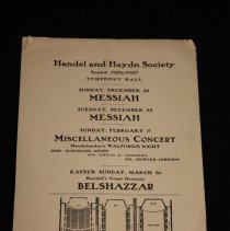 Program for Mendelsshon's Elijah, back