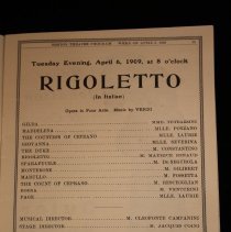 Theater Program, Boston Theate, Rigoletto cast