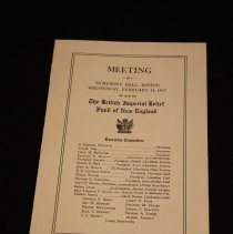 Program, The British Imperial Relief Fund, cover