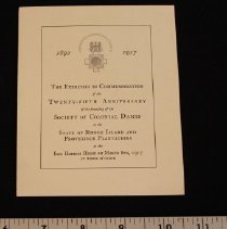 Program, Society of Colonial Dames, cover