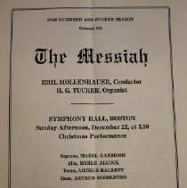 Program, Music, The Messiah, performance details