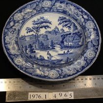 Blue and white plate