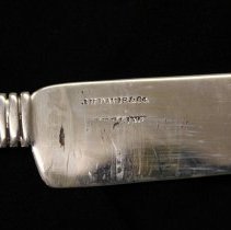 Dinner knife, Pond Lily pattern , silver and maker mark