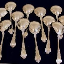 Bouillon Spoon, Gorham Baronial pattern  verso