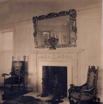 Living room looking east, towards fireplace