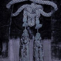 Velvet walking dress, tassels