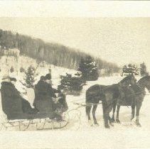 02.07 Pecketts, four people in a sleigh drawn by two horses.