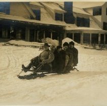 03.14  Pecketts, William McKee, Bessie's sister and others on a sled, 1923