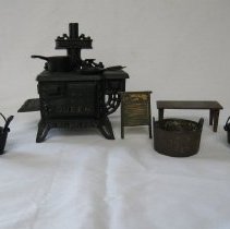 Toy Black Iron Cook Stove Set