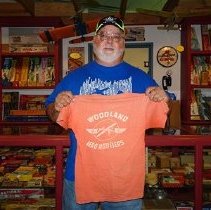 Roger A. Wheeler posing with the shirt, 8/1/2017