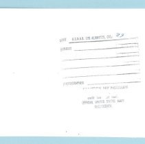 A2023.01.131a Photographic print, back. Official U.S. Navy photograph.