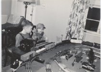 Two Young Boys at Large O Gauge Layout