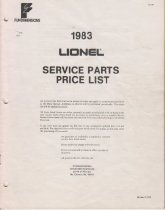 1983 Lionel Service Parts Price List