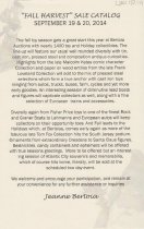 "Fall Harvest" Sale Catalog September 19 & 20, 2014 Letter