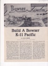 "Build a Bowser K-11 Pacific" by Jack E. Jerrils