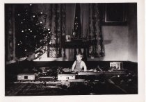 Two Boys with Standard Gauge Trains Layout at Christmas