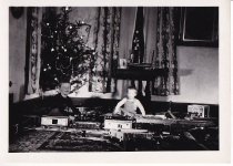 Two Boys at Christmas with Standard Gauge Trains