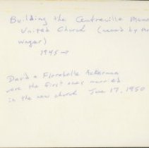 Building the Centreville Memorial United Church 1945 - 1950 (Reverse)